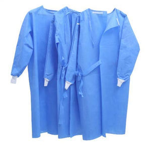 Bata de aislamiento desechable azul producida en fábrica para médicos de hospital hecha de material SMS duradero con protección completa - Product Image 2
