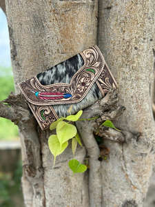 Nuevo bolso de mano de cuero de piel de vaca con estampado Floral a mano, nuevo conjunto combinado de mano de cuero de piel de vaca occidental - Product Image 4