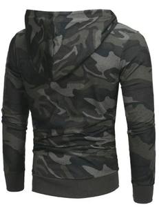 Pull à capuche à manches longues décontracté pour hommes 100% coton hiver tissu tricoté col à capuche teint uni - Product Image 2