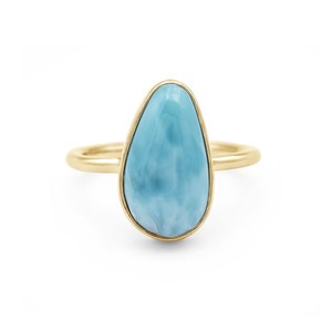 แหวนลาริมาร์เงินสเตอร์ลิงสีฟ้า925สำหรับผู้หญิงเครื่องประดับหินปลาโลมาของขวัญวันเกิดทำด้วยมือ - Product Image 2