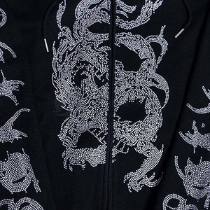 Dernière conception – Sweat à capuche confortable pour femme, doublé, orné de strass, en polaire coupe-vent, grande taille, imprimé hiver, longueur standard - Product Image 3