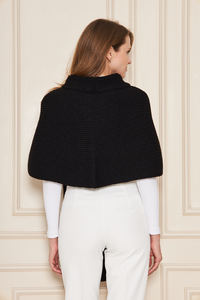 Poncho-châle chic pour femme à capuche en tricot, élégant, chaud, doux au toucher, respirant, écharpe d'hiver à capuche, tricot multifonctionnel - Product Image 4