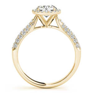 Anillo de Compromiso de Oro Amarillo de 18K con Halo de Diamantes y Piedras Laterales con Incrustaciones de Diamantes de 0.33ct - Product Image 1