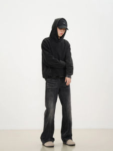 Nouveau jean droit en denim de créateur pour homme, taille mi-haute, coupe slim, coton personnalisé, couleur personnalisée, teinture moyenne, lavage moyen, automne/hiver - Product Image 5