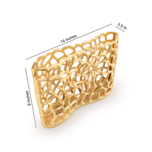 Luxurious Style High Quality Aluminum <b>Gold</b> Plated Rectangle Shape Ring Cut Work Sleeping Flower <b>Vase</b> for Home Decoration - Product Image 1