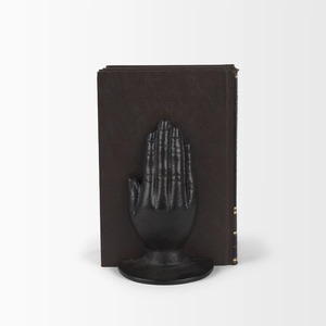 Black Hand Bookends Decorative Shelf Organizer Living Room Guest Room Desk Display Modern Stylish Accent Piece From India - Product Image 3