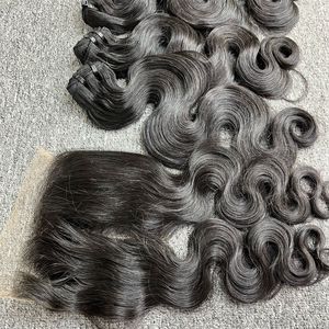 Paquete de cabello de trama de onda de cuerpo de alta calidad cabello vietnamita crudo un donante Bla encaje tupé Base pelucas cortas para mujeres Bla - Product Image 3