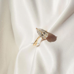 แหวนเพชรมออิสซาไนท์รูปลูกแพร์รูปลูกแพร์ยาวสำหรับผู้หญิงแหวนเจ้าสาวโมอิสซาไนต์ประกายเพชรสำหรับเธอขนาด2.60 CT - Product Image 2