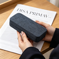 Étui à lunettes en tissu de lin personnalisé OEM en gros pour la protection des lunettes de lecture, étui rigide portable rectangulaire pour lunettes