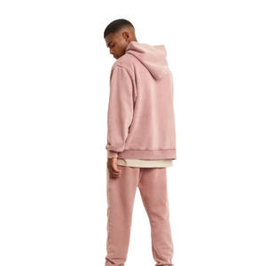 La mayoría de los hombres de moda 300 GSM Light Pink Acid Washed Pullover Hoodie con bolsillo frontal para invierno - Product Image 5