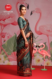 Saree en soie Kozi imprimé de fleurs élégant Tissu brillant doux et léger Designer pour femmes Vêtements décontractés de fête avec motif floral - Product Image 4