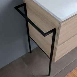 Mueble de Baño Belize de 100 cm con 2 Cajones, Lavabo, Espejo de 100x60 cm, Toallero Negro - Product Image 5