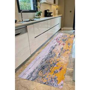 Tapis imprimé en plâtre abstrait : style ferme moderne, tapis antidérapant, tapis doux non tissé - Product Image 5