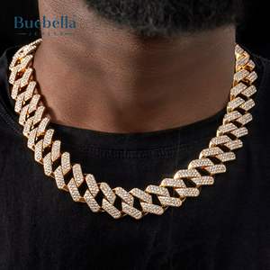 Hip Hop 19mm Prong 18K Chapado en oro Collar de cadena de eslabones cubanos 925 Diamante de plata y VVS Moissanite Joyería para hombres - Product Image 4