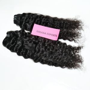 Indien 100% Remy Temple vierge couleur naturelle traitement couleur naturelle vague profonde matière première en gros Extensions de cheveux humains - Product Image 4