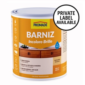 Vernis pour bois d'intérieur à base d'eau OEM, finition brillante transparente, faible odeur, résistant aux rayures, étiquette privée disponible, 750 ml - Product Image 2