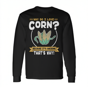 Simpatica maglietta a maniche lunghe con disegno di pannocchia, divertente design a tema cibo per gli amanti del mais - Product Image 2