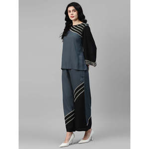 Conjunto de Dos Piezas para Mujer Deebaco, Color Sólido, Detalle de Cuentas, Top Elegante de Corte Holgado con Pantalones Palazzo, para Todas las Temporadas - Product Image 3