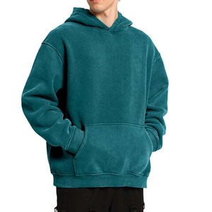 Vente en gros de sweats à capuche pour hommes, sweat à capuche oversize et lavé à l'acide, tissu tricoté vintage personnalisé avec logo en éponge française sur le devant - Product Image 3