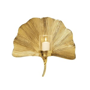 Ensemble de 3 bougeoirs en forme de feuille, couleur or, en laiton, design tendance, taille personnalisée - Product Image 4