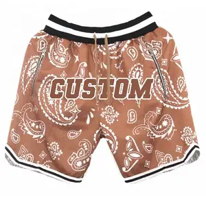 Custom Plus Size <b>Men's</b> Basketball Shorts Double Layer Mesh 5 Inch Inseam Breathable Youth <b>Bandana</b> Print Solid Eco-Friendly - Product Image 1