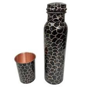 Bouteille d'eau isotherme en cuivre imprimée de fleurs bleues et roses, écologique, anti-corrosion, pour boire directement de l'eau bouillante - Product Image 6