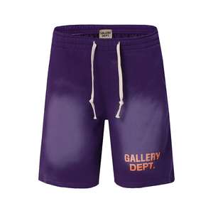 Street Wear Vintage Washed Cotton French Terry Patch Embroidery <b>Mens</b> <b>Shorts</b> with Drawstring Acid Wash Jogging <b>Shorts</b> - Product Image 1