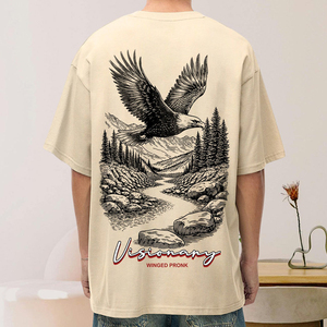 Vente en gros de t-shirts surdimensionnés Streetwear de haute qualité 100% coton T-shirt surdimensionné imprimé graphique pour hommes célestes - Product Image 4