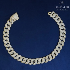 Bijoux Hip Hop Argent 24mm Chunky Miami Chaîne Cubaine Femmes Ras Du Cou Brillant Diamant Cubain Lien Chaîne Collier - Product Image 4