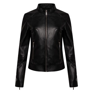 Veste en cuir véritable pour femmes élégante, couleur unique, haute qualité, logo personnalisé, doublure en nylon brut, service OEM - Product Image 4
