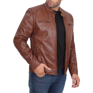 Veste bomber en cuir pour homme personnalisée authentique avec col montant et fermeture éclair Vestes pour homme - Product Image 5
