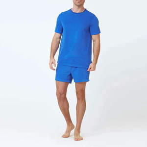 Conjunto de polos y pantalones cortos de dos piezas para hombre de verano ligero estampado transpirable con logotipo personalizado y material de poliéster/algodón - Product Image 1