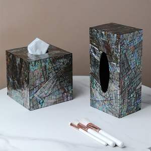 กล่องใส่กระดาษทิชชูทรงสี่เหลี่ยมสไตล์บ้านไร่หรูหราทันสมัยฝังมุก - Product Image 1