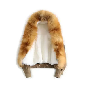 <b>Woman</b> <b>Fur</b> Collar Detachable Bomber <b>Jackets</b> Lambs Liner <b>Fur</b> Short Hooded Coat Breathable <b>Women's</b> Parkas From Pakistan - Product Image 1