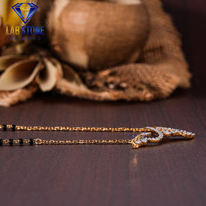 Labstone's 0.69 TDW เพชรทรงกลมสีเหลืองทอง mangalsutra สำหรับงานแต่งงานและของขวัญ EF-VS สีโรเดียมชุบ - Product Image 4