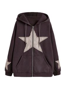 Sweat à capuche en peluche à motif d'étoiles de haute qualité avec fermeture à cordon OEM Sweats à capuche personnalisés pour les femmes - Product Image 5