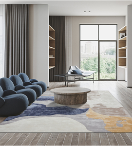 <span class=keywords><strong>Tapis</strong></span> personnalisés en acrylique/laine Décoration intérieure <span class=keywords><strong>Tapis</strong></span> design coloré contrasté <span class=keywords><strong>bleu</strong></span> jaune beige pour la décoration intérieure - Product Image 6