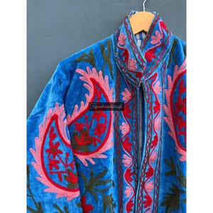 Suzani แจ็กเก็ตผ้ากำมะหยี่ปักลายดอกไม้, แจ็กเก็ตสั้นลำลองสำหรับผู้หญิงใส่ได้ทั้งชายและหญิง - Product Image 2