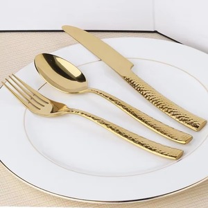 Ensemble de couverts luxueux en or et argent avec design martelé et miroir polonais fantastique poignée couverts pour mariages et fêtes - Product Image 5