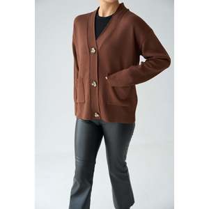 <b>Medium</b> <b>Brown</b> Pocket Cardigan - Product Image 3
