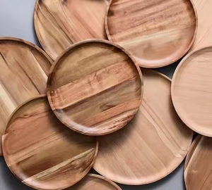 Collection d'assiettes en bois classiques Assiettes de cuisine en bois durables par glowin fashion - Product Image 1