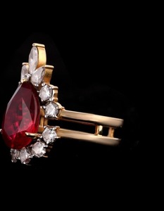 สร้อยคอเงินสเตอริง925อัญมณีทรงลูกแพร์สีแดงพลอยรูปหกเหลี่ยมการเจียระไนเพชรการหมั้น/งานเลี้ยงงานแต่งงานทำจากอัลลอย - Product Image 2