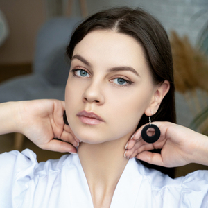 Pendientes de shungita con doble círculo - Product Image 3