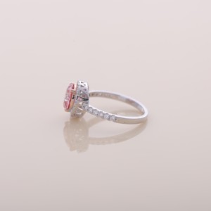 Anillo de Halo con Diamante Rosa Cultivado en Laboratorio, Corte Redondo, Plata de Ley 925, Certificado IGI, Joyería de Compromiso - Product Image 3