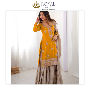 คอลเลคชั่นชุดแต่งงานดีไซเนอร์ล่าสุด เสื้อผ้าอินเดีย ผ้าไหมชิโนน พร้อมงานปักลายและประดับมุก ชุดชารารา - Product Image 3