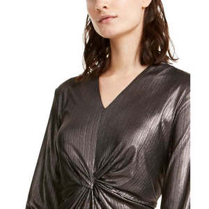 Abito Estivo Elegante da Donna Alfani Taglia Unica con Top Metallizzato a Nodo Frontale Nero Lunghezza al Ginocchio Design Personalizzato per Occasioni Diurne - Product Image 2