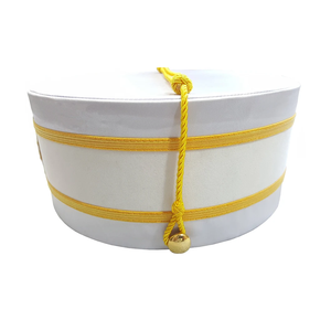 Casquette de tête de Régalia Maçonnique, modèle Ancien Arche-Prêtre du Chapitre Royal, blanche avec broderie machine à tresse dorée - Product Image 3