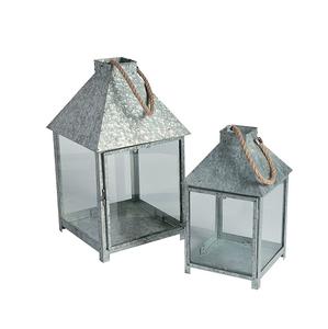 Linterna de vela galvanizada con juego de vidrio transparente de 2 linterna decorativa de festival para uso doméstico y en el jardín - Product Image 3