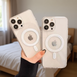 Étui de téléphone portable magnétique transparent anti-chute en TPU+PC avec design diamant, pour téléphone de 6,9 pouces, avec coque de protection et anneau magnétique - Product Image 2