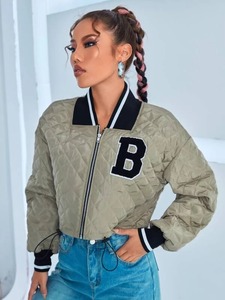 Best Quality Custom <b>Wool</b> Women's Varsity Jackets Casual Baseball <b>Quilted</b> Style Breathable Letterman Varsity Jacket Plain Dyed - Product Image 3